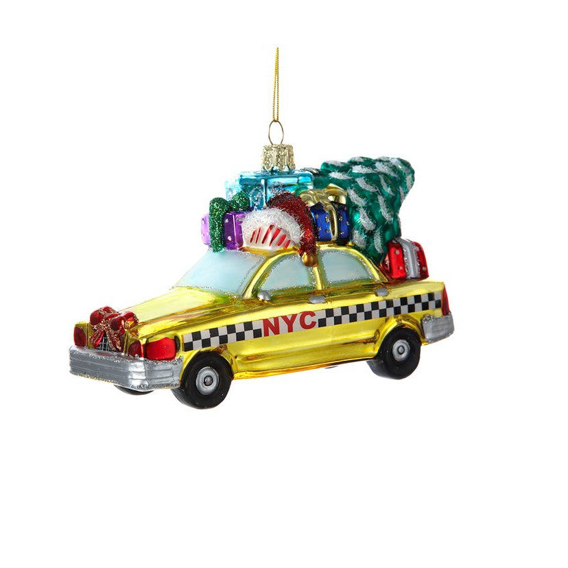 New York City Checker Taxi With Tree Ornament