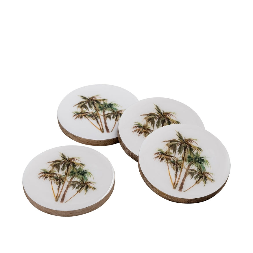 Mango Wood With Print Coaster Set - Just Fabulous Palm Springs