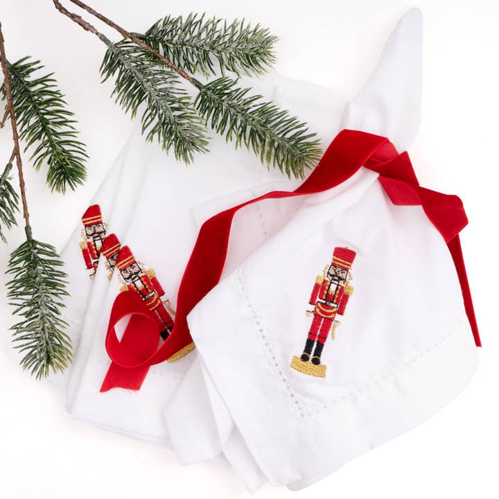 Nutcracker Embroidered Dinner Napkins