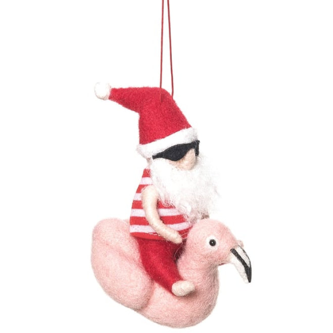 Santa In Shades Felt Ornament