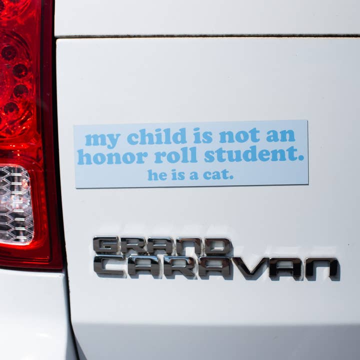 Honor Roll Cat Car Magnet - Blue