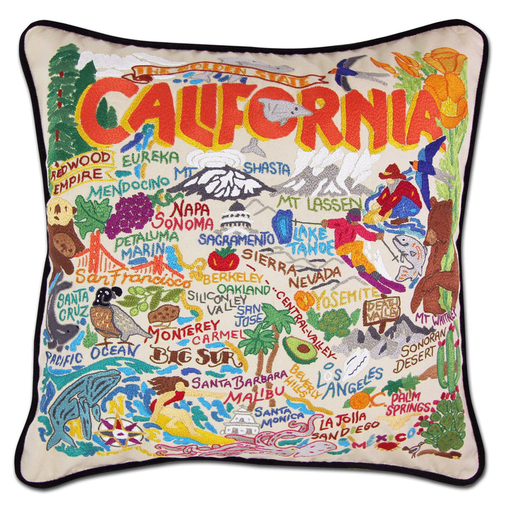 California Hand Embroidered Pillow