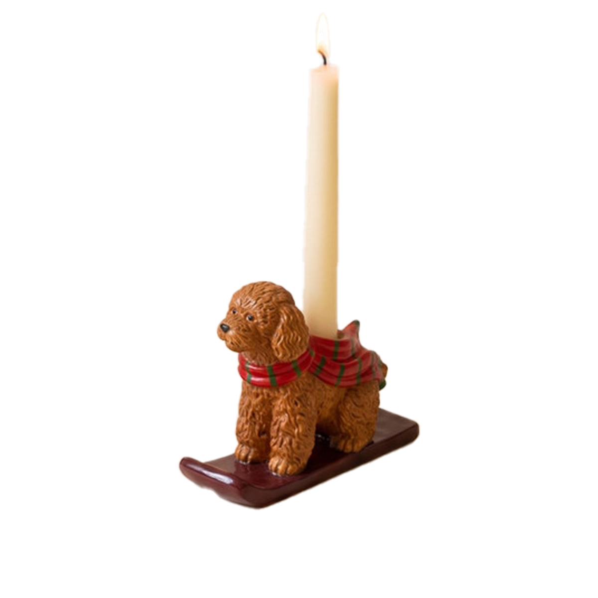 Ceramic Christmas Dog Taper Candle Holder - Doodle