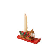 Ceramic Christmas Dog Taper Candle Holder - Husky
