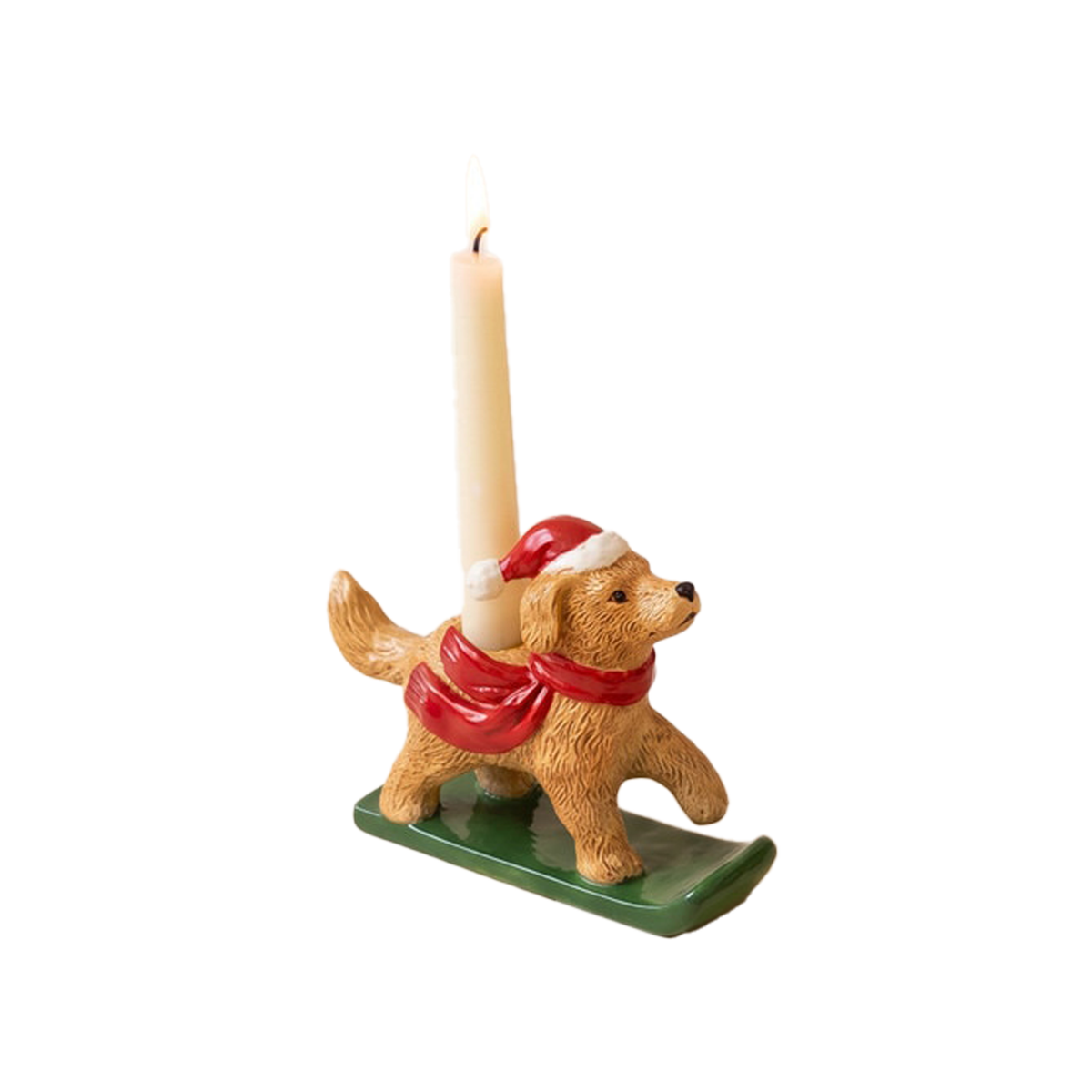 Ceramic Christmas Dog Taper Candle Holder - Labrador Retriever