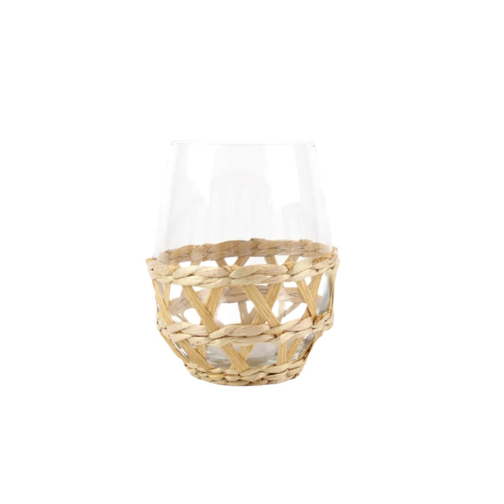 Natural Rattan Stemless Wine Glass