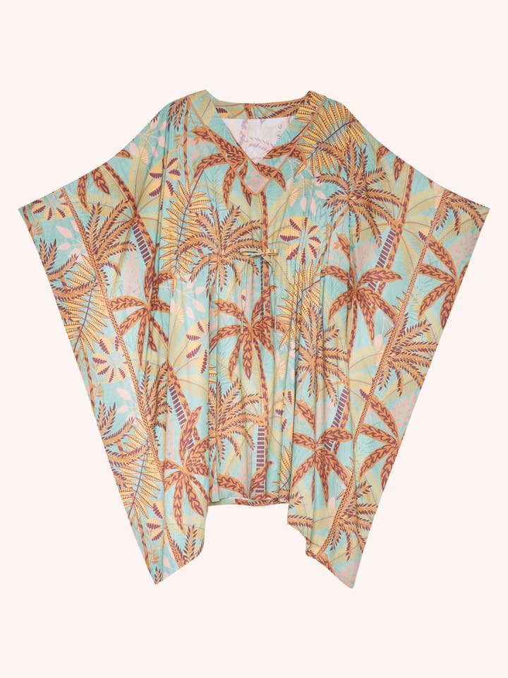 Patterned Palms Beach Cover Up - Blue