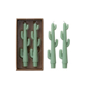 Unscented Cactus Shaped Taper Candles - Light Green