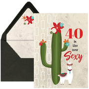 Llama And Cactus 40 Is The New Sexy Birthday Card
