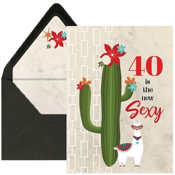 Llama And Cactus 40 Is The New Sexy Birthday Card