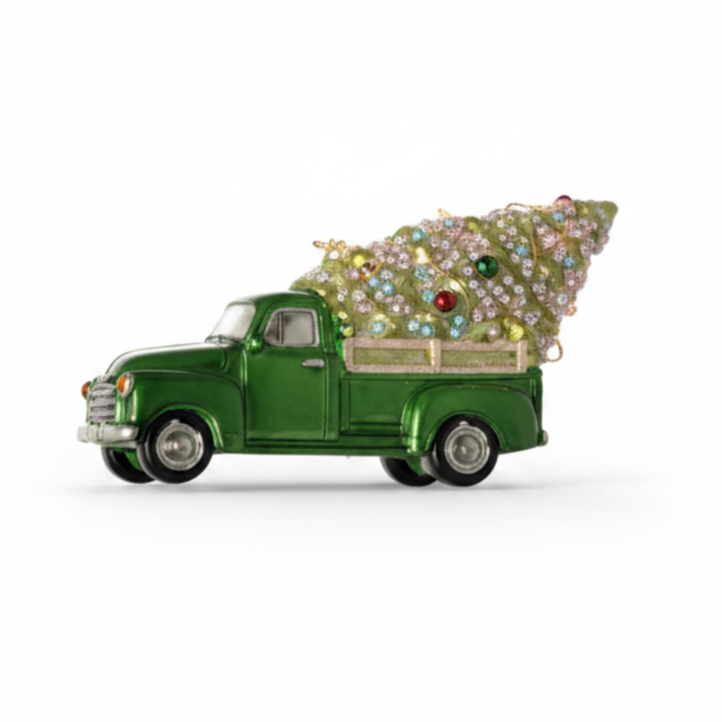 Truck With Tree Ornament - Green