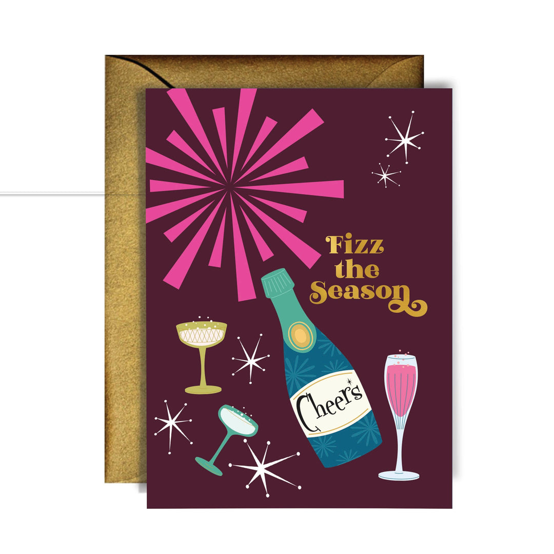 Cheers Fizz the Season Foil Holiday Card