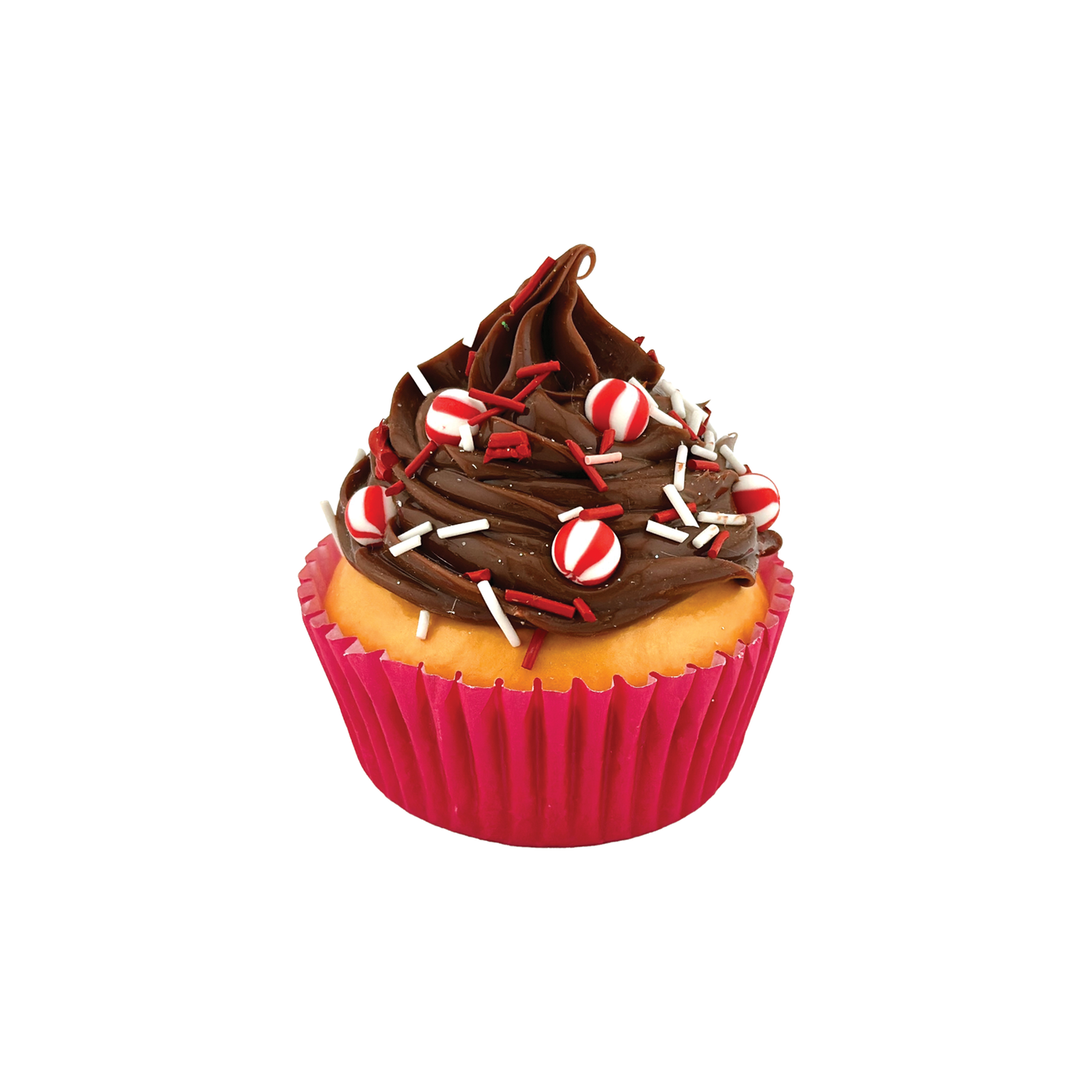 Foam Cupcake with Candy Ornament - Chocolate With Peppermint Candy