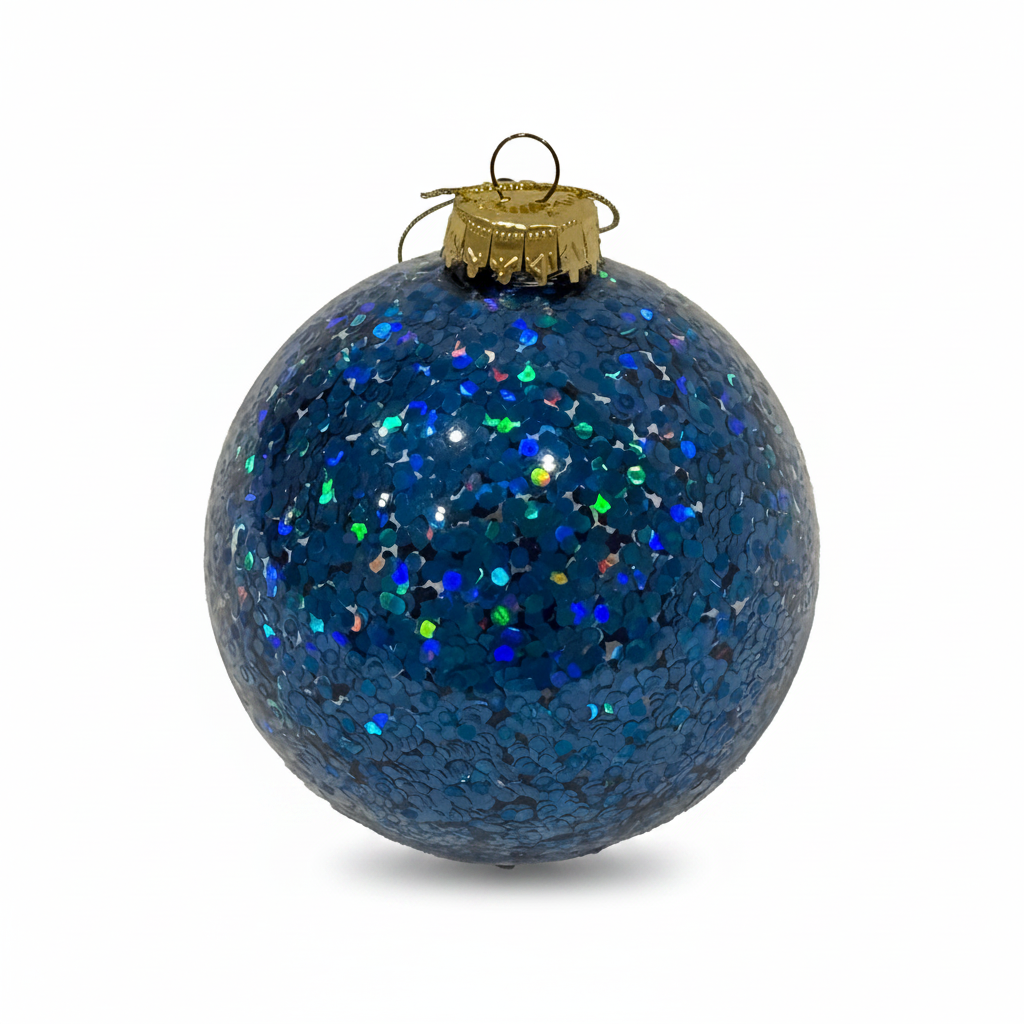 Chunky Glitter Ball Ornament - Blue
