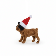 Dog With Santa Hat Ornament - Frenchie