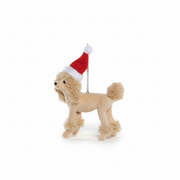Dog With Santa Hat Ornament - Poodle