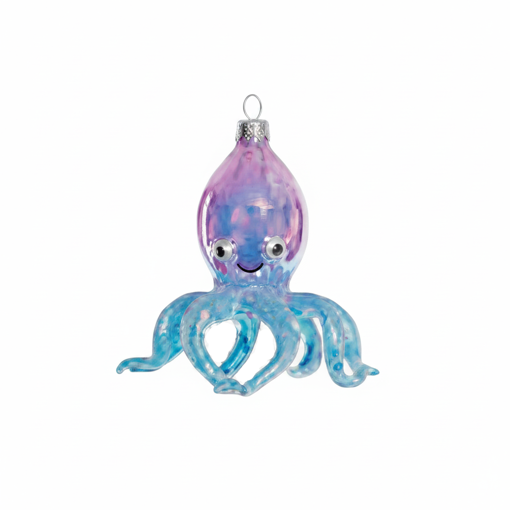 Iridescent Octopus Ornament - Blue & Purple