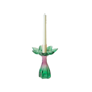 Glass Flower Taper Candle - Dark Green