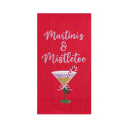 Martini & Mistletoe Waffle Weave Kitchen Towel