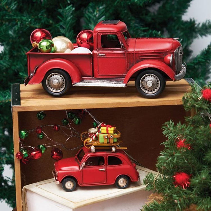 Red Car With Luggage Figurine