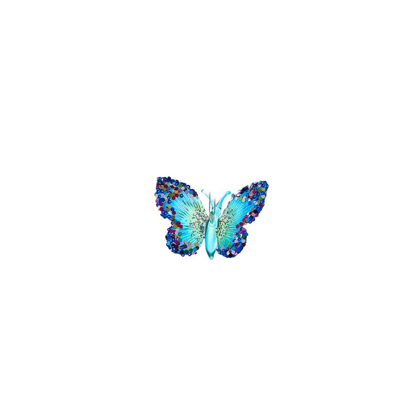 Glittered Butterfly Ornament - Blue