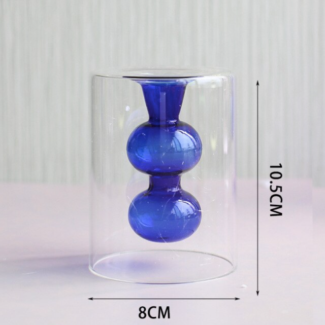 Hydroponic Transparent Glass Vase - Blue