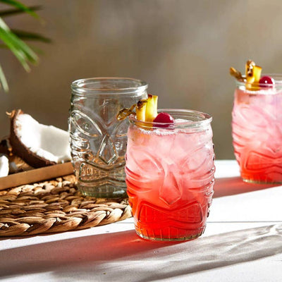 Classic Tiki Statue Rocks Glass