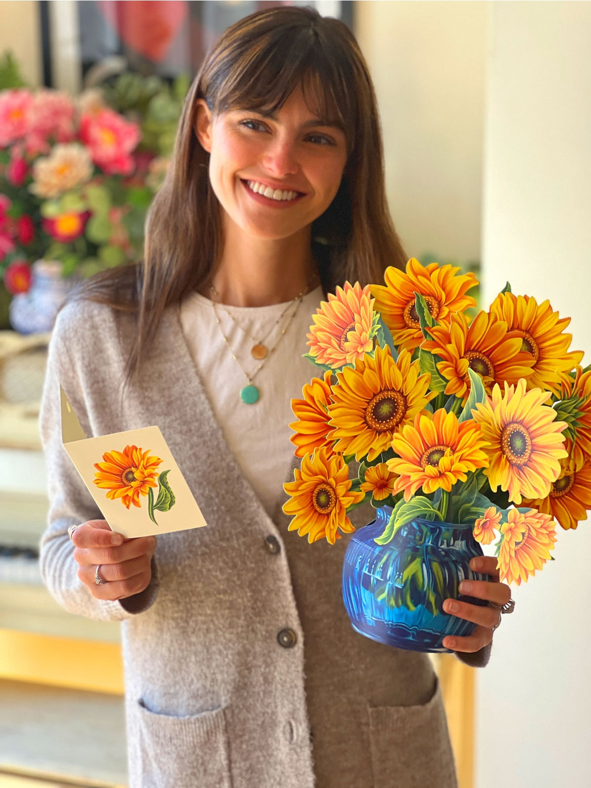 Sunflowers New Vase Pop Up Card