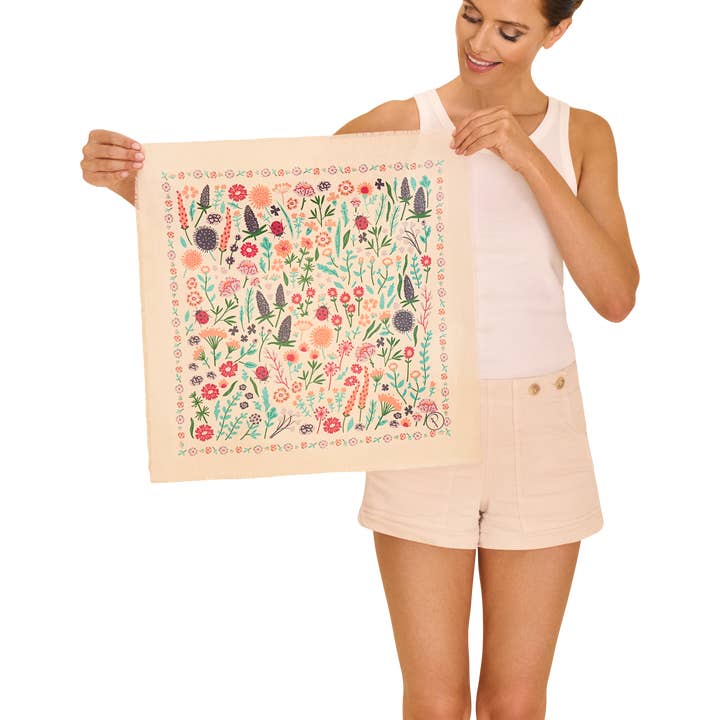 Wild Flowers Cotton Bandana - Coconut