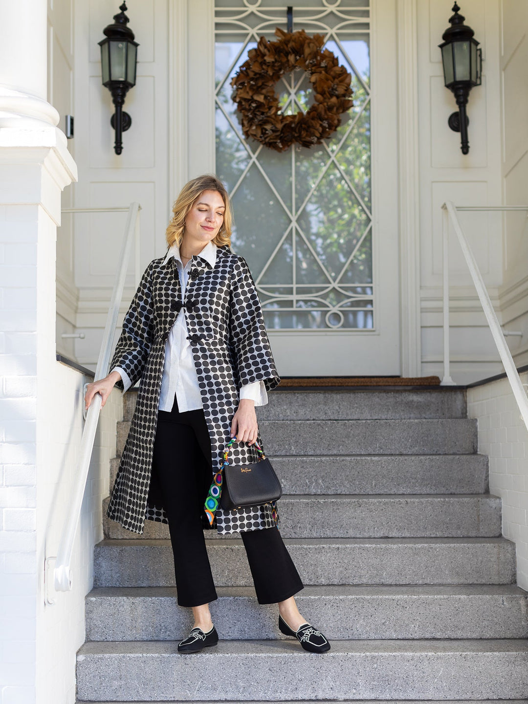 Daphne Coat Black Dots
