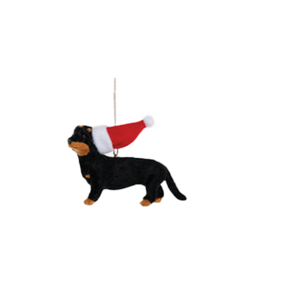Dog With Santa Hat Ornament - Dachshund