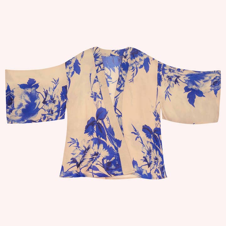 China Blue Blooms Kimono Jacket