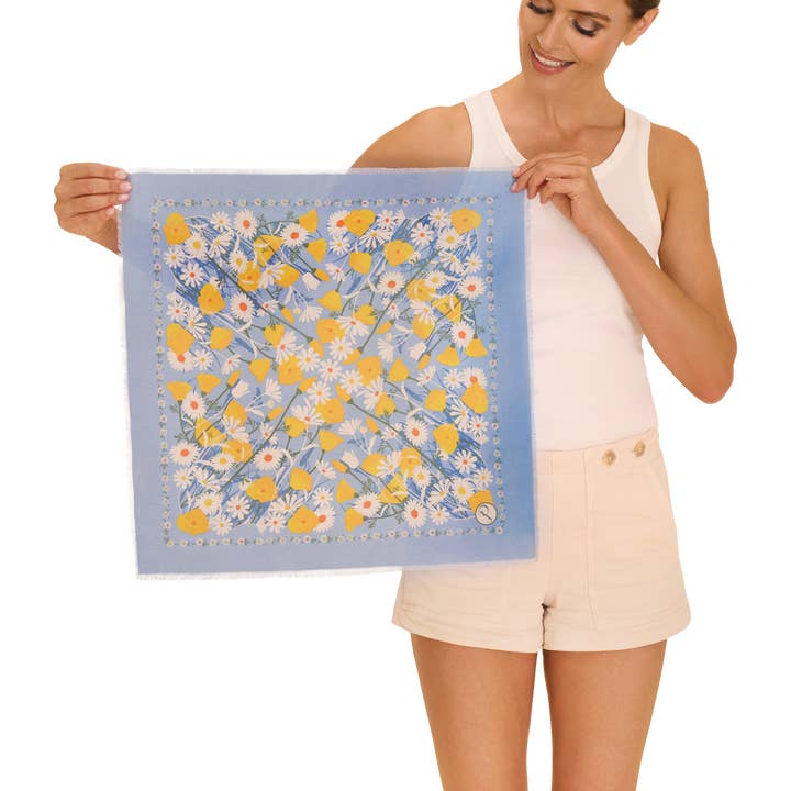 Marvelous Meadow Cotton Bandana - Powder Blue