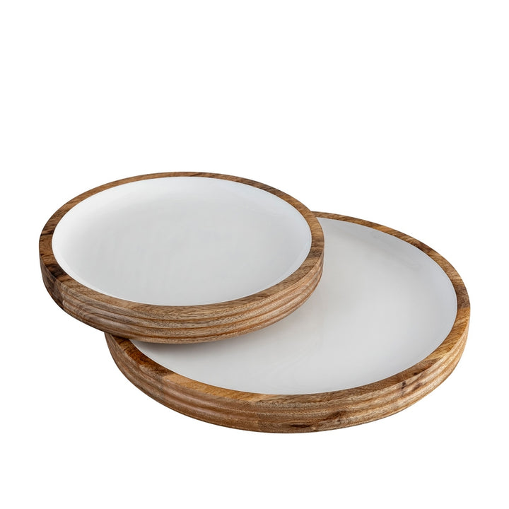 Mango Wood Round Platter Set