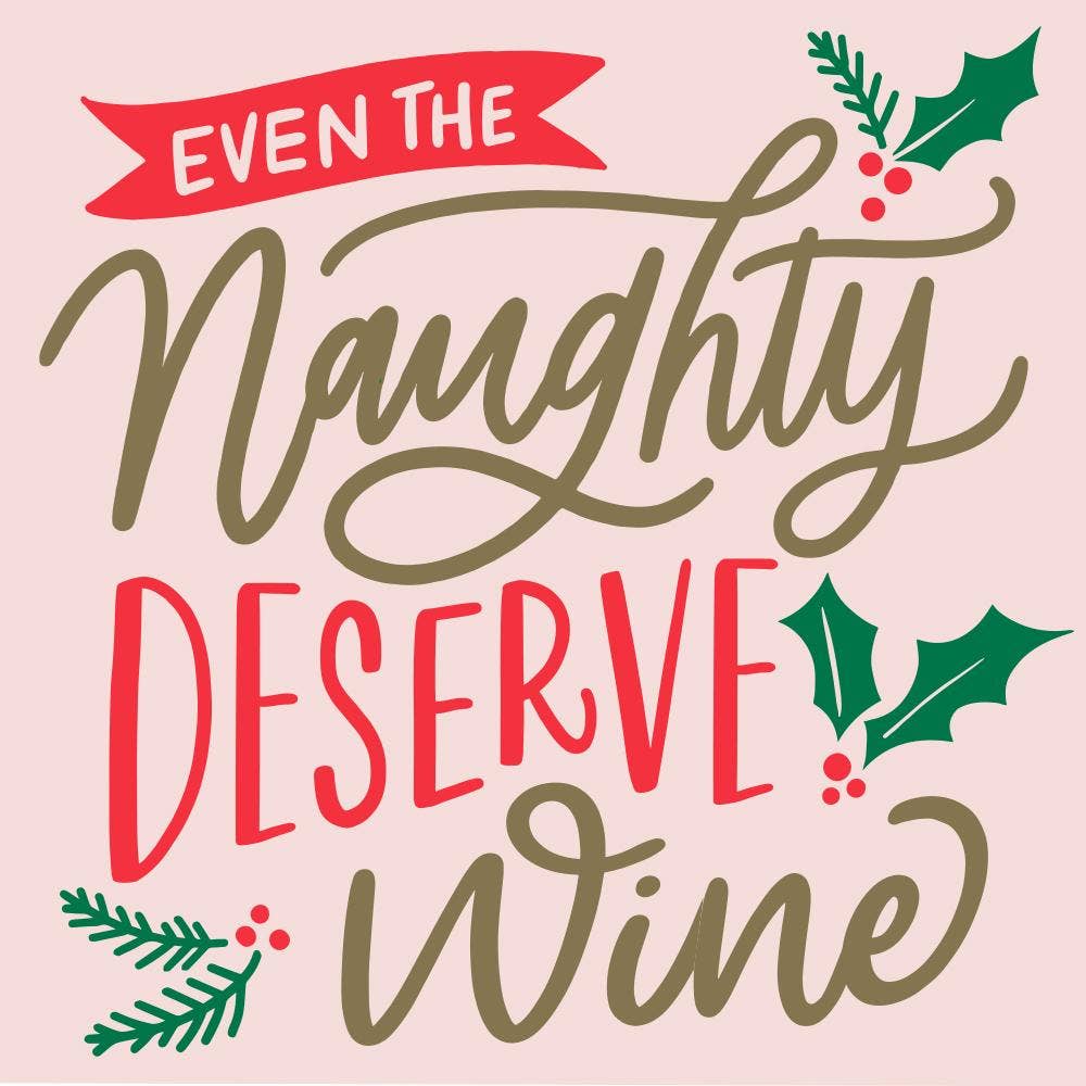 Naughty Deserve Wine Christmas Cocktail Napkins