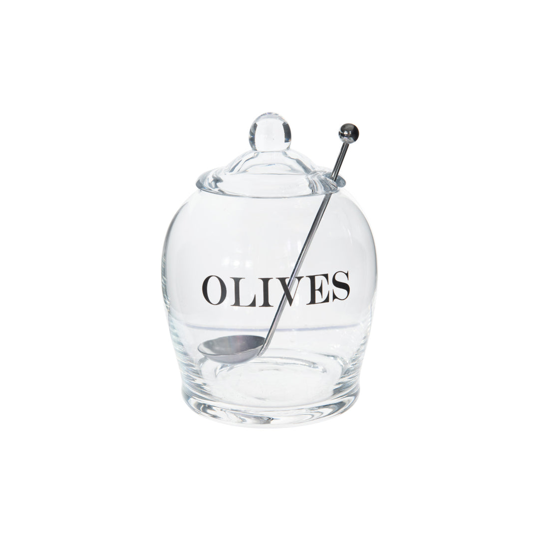 Olives Glass Jar With Slotted Spoon