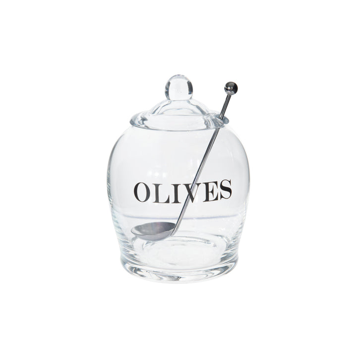 Olives Glass Jar With Slotted Spoon
