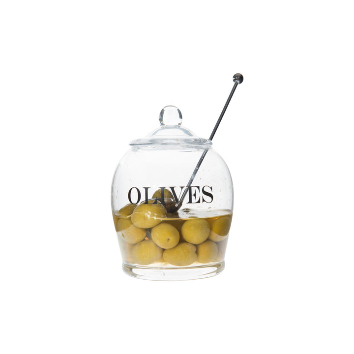 Olives Glass Jar With Slotted Spoon