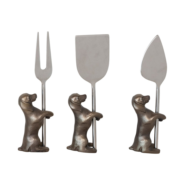 Cheese Knives With Dog Stand Set