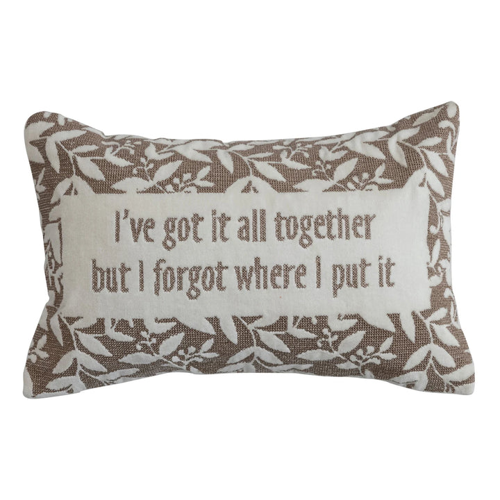 I've Got It All Together Cotton Velvet Embroidered Lumbar Pillow