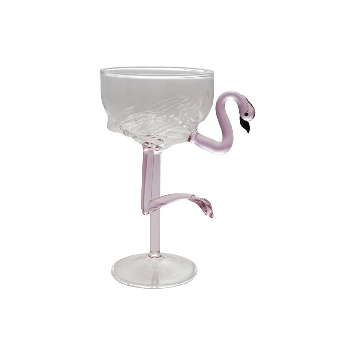 Hand Blown Flamingo Stemmed Wine Glass