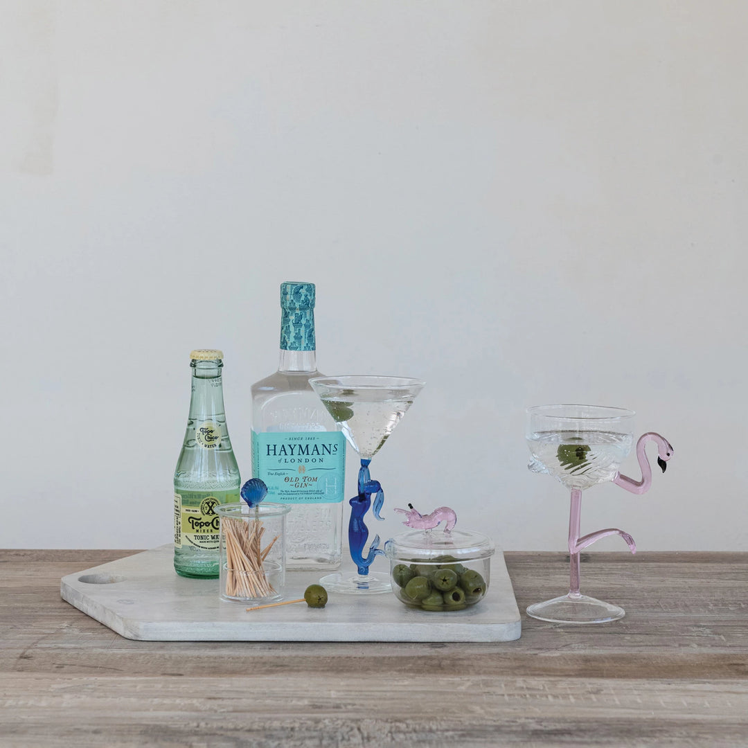 Hand Blown Flamingo Stemmed Wine Glass
