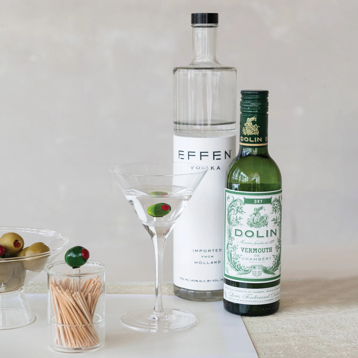 Stemmed Martini Glass With Hand-Blown Olive Inside - Just Fabulous Palm Springs