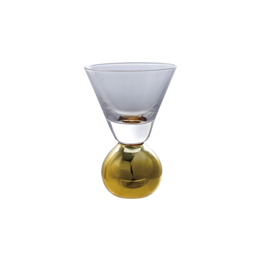 Shot Glass With Gold Electroplated Ball Stem