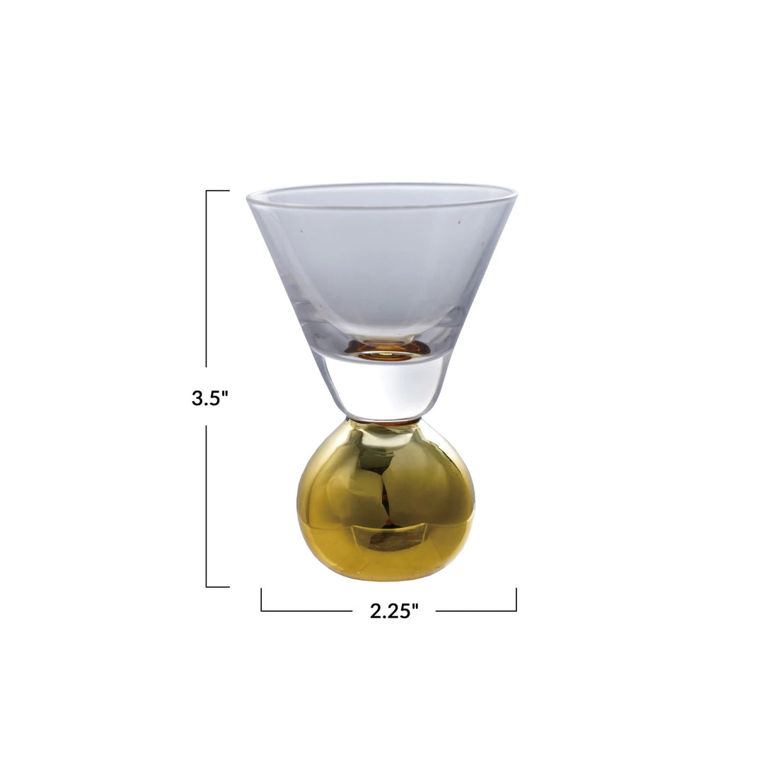 Shot Glass With Gold Electroplated Ball Stem
