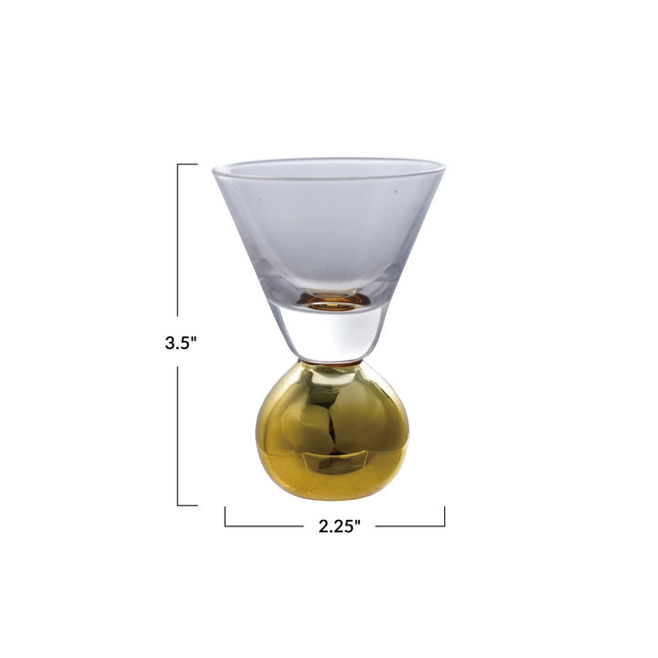 Shot Glass With Gold Electroplated Ball Stem