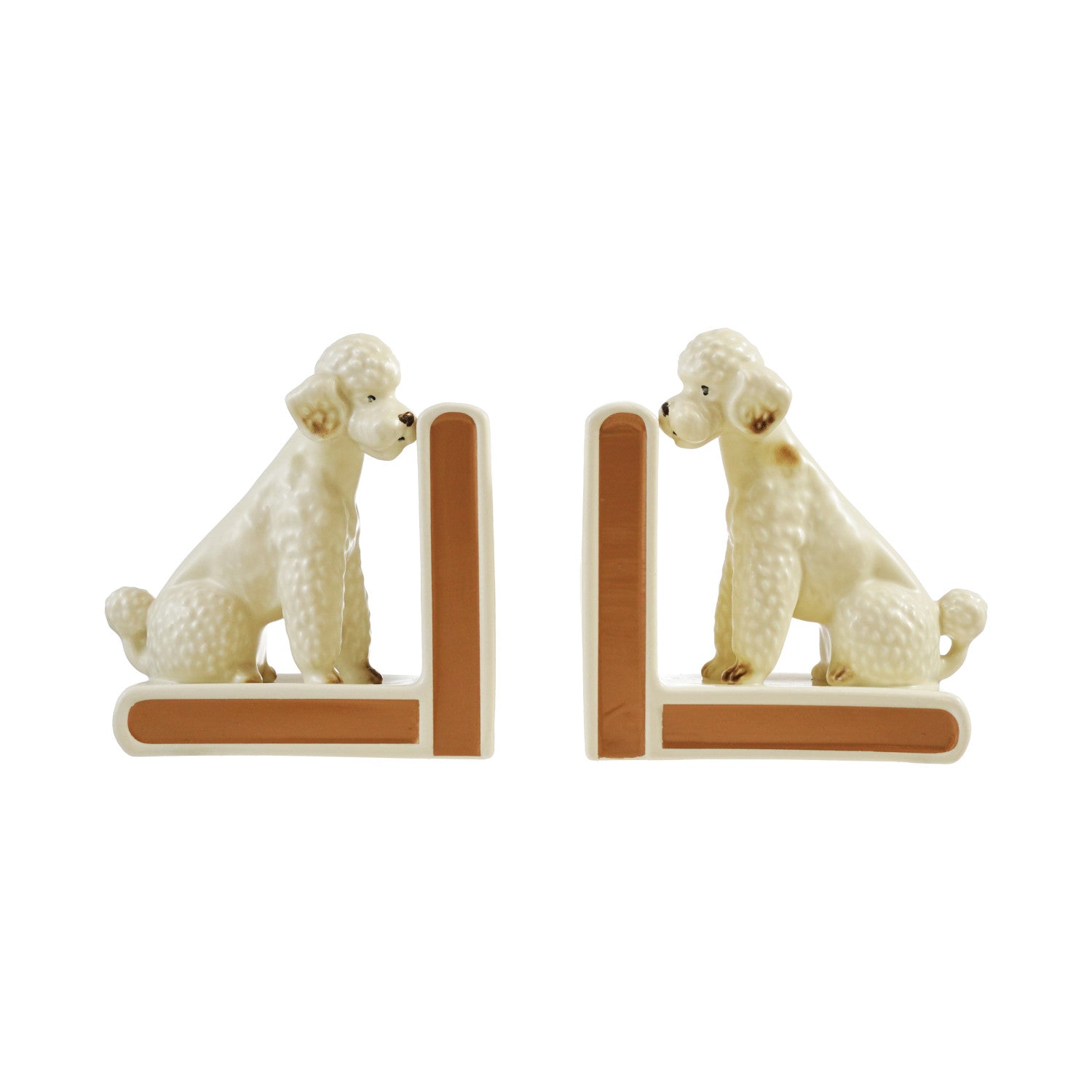 Hand-Painted Stoneware Vintage Poodle Bookends (Set of 2)