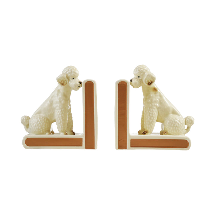 Hand-Painted Stoneware Vintage Poodle Bookends (Set of 2)