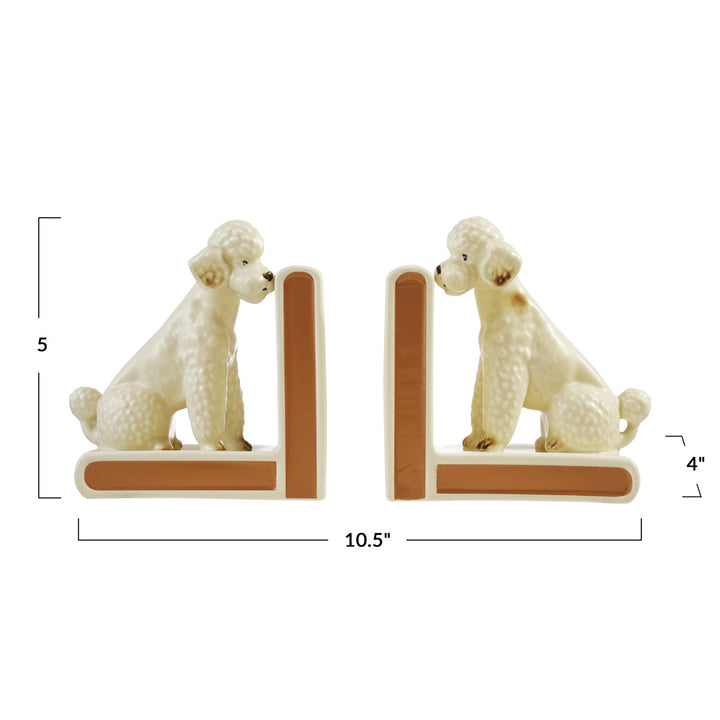 Hand-Painted Stoneware Vintage Poodle Bookends (Set of 2)