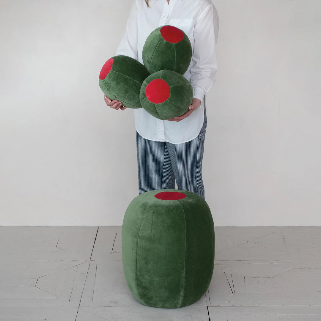 Cotton Velvet Olive Shaped Pillow